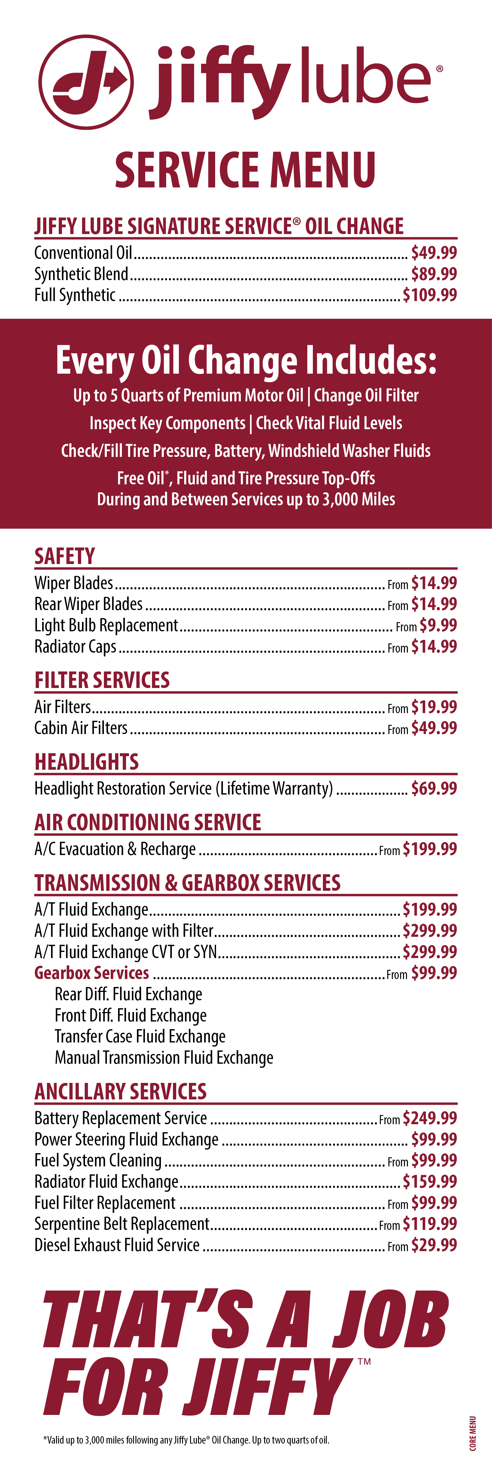 Oil Change Price And Available Service Information Jiffy Lube